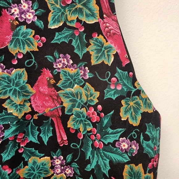 Vintage Floral holiday Red cardinal Bird Sleeveless Vest Top - Picture 5 of 6